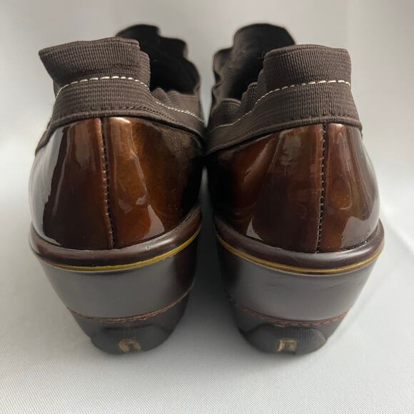 Jambu Women’s 10 CALI Marble Brown Patent Leather Platform Clogs - Picture 5 of 11